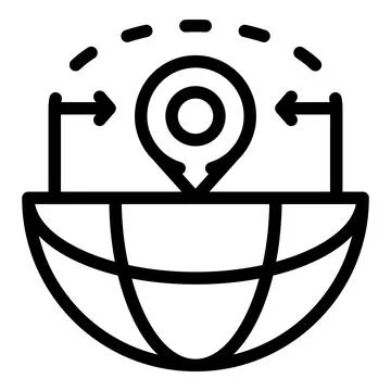 Point and half globe icon, outline style 스톡 일러스트