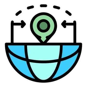 Point and half globe icon color outline vector 스톡 일러스트