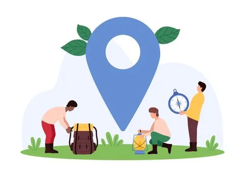 Point and place marker on map, position symbol for GPS locator and travel of Ilustración de archivo