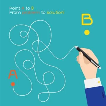 Point A to B flat pen route Stock Illustration