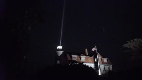 Point Betsie Lighthouse at Night - 4K Realtime Video stock 95620674