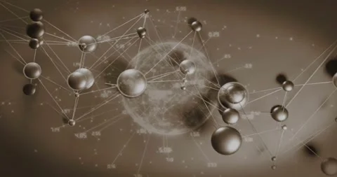 Point cloud appearing at center starting spheres forming network around globe Stock Footage 317206801