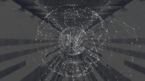 Point-cloud sphere receiving data pulse, tightening into torus shell, pulsing, Stock Footage 332731644