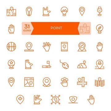 Point Essential Vector Set including 35 Pixel Optimized Regular Line Retina.. Stock Illustration