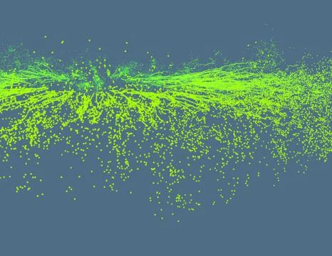 Point explode. Array with dynamic emitted particles. 3D technology style. Abs Stock Illustration