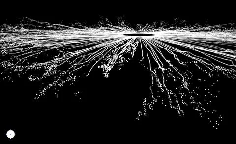 Point Explode. Array with Dynamic Emitted Particles. Illustrazione stock