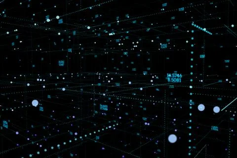 Point flow pattern. Data technology abstract futuristic. 3d illustration. Stock Illustration