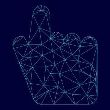 Point hand low poly triangulation triangulated polygonal electric cyan blue v Stockillustratie