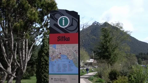 Point of interest and information map in Sitka, Alaska Stock Footage 113255531