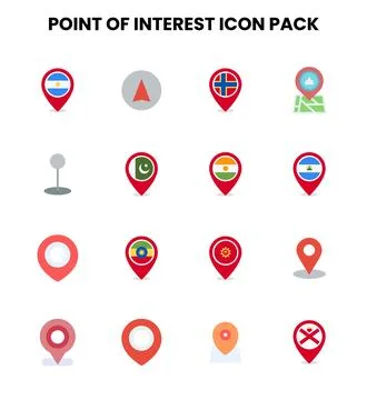 Point Of Interest Flat Graphics Icons Pack Stock Illustration
