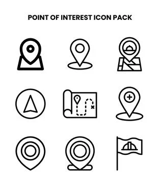 Point Of Interest Line Bundle Icons Pack Ilustración de archivo