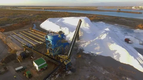 Point of interest over salt mountain Stock Footage 143649992