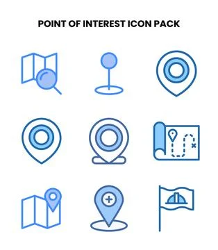 Point Of Interest Two Colour Graphics Icons Pack Stock Illustration