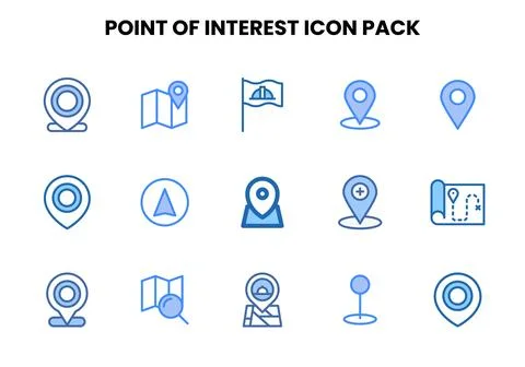 Point Of Interest Two Colour Scalable Icons Pack Stock Illustration