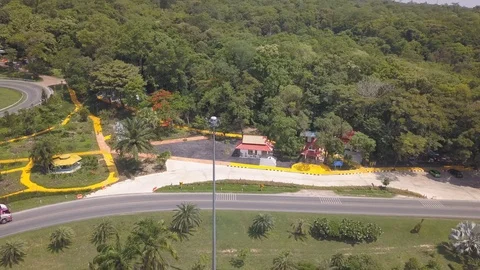 Point of Interest view from drone. Khong Ping Ngu Curve. Sakon Nakhon, thailand Stock Footage 90662010