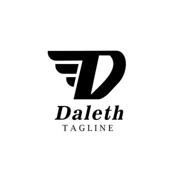 Point Letter D Logo. Daleth Lettering Design Vector with wings Stock Illustration