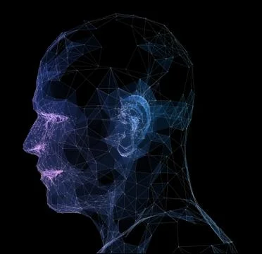 Point, Line connection from the head contour. 3d illustration Ilustración de archivo