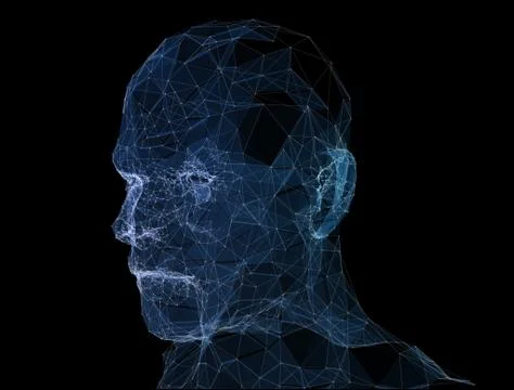 Point, Line connection from the head contour. 3d illustration Ilustración de archivo