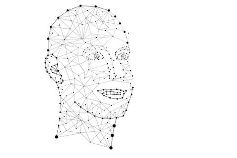 Point, Line connection from the head contour, illustration. イラスト素材