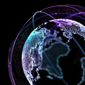 Point, line, satellite surface composed of circular graphics, Global network Stock Illustration