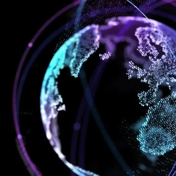 Point, line, satellite surface composed of circular graphics, Global network Stock Illustration