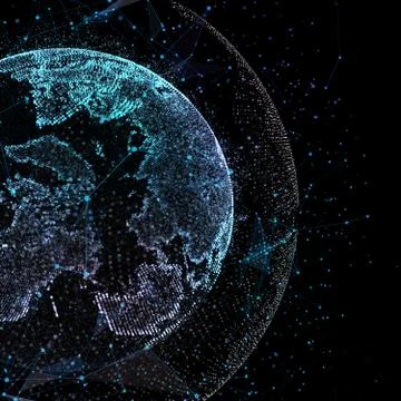 Point, line, surface composed of circular graphics, Global network connection イラスト素材