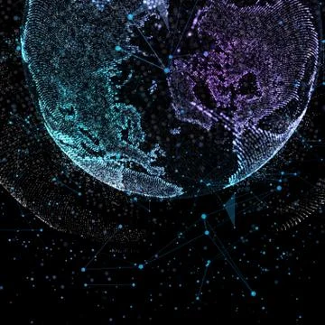 Point, line, surface composed of circular graphics, Global network connection Stock Illustration