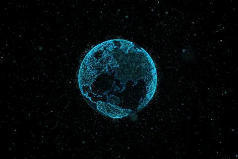 Point, line, surface composed of circular graphics, Global network connection 스톡 일러스트