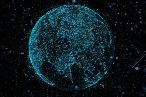 Point, line, surface composed of circular graphics, Global network connection Stock Illustration