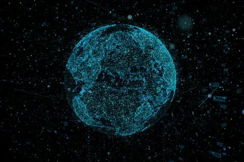 Point, line, surface composed of circular graphics, Global network connection Stock Illustration