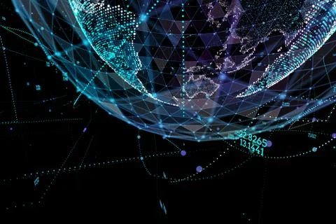 Point, line, surface composed of circular graphics, Global network connection イラスト素材