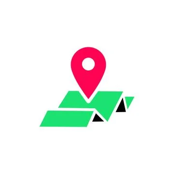 Point of location. Pin on map flat vector color icon isolated on white. Stock Illustration