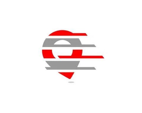 Point location in red and gray stripes Stock Illustration