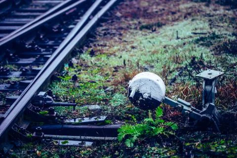 Point machine at railroad switch Stock Photos