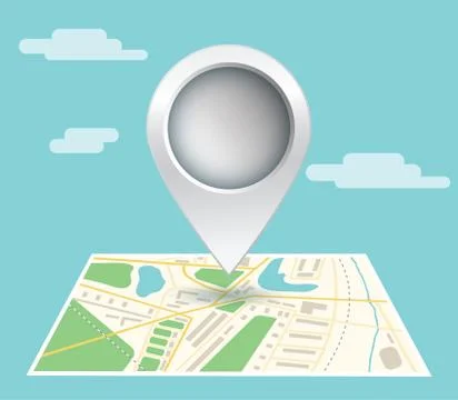 Point on the map with clouds. Vector illustration Stock Illustration