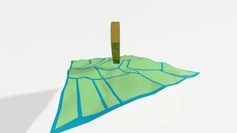 The point on the map is marked with a marker Stock Footage 231409690