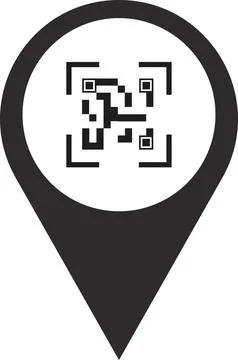 A point on the map by QR code. 스톡 일러스트