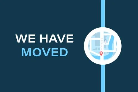 Point on Map. We Have Moved Banner Stock Illustration