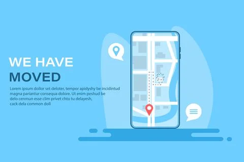 Point on Map. We Have Moved Banner イラスト素材