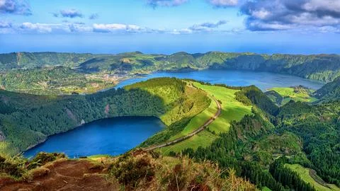 Point Miradouro da Boca do Inferno. Azores. Sao Miguel. Stock Photos