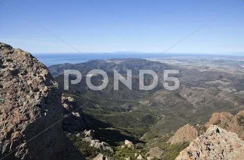 Point mugu peak and channel islands in california Stock Photos