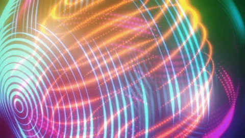 Point neon glowing rotating concentric spheres colorful background loop Stock Footage 167291817
