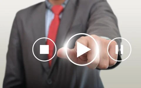 Point to Play Button Stock Photos