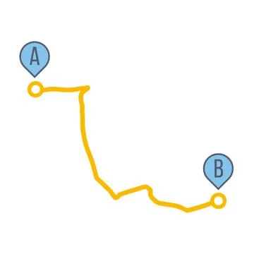 From point A to point B , a transportation concept, destination point. Travel Stock Illustration