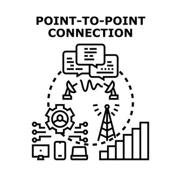 Point to point communication network connecting digital devices Stock Illustration