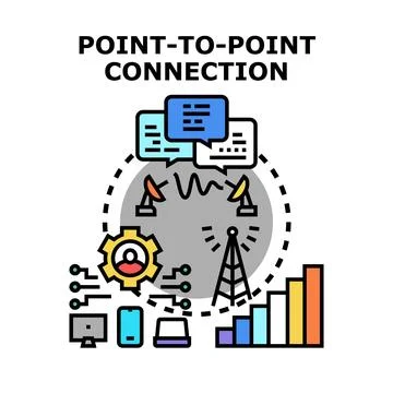 Point to point communication network connecting digital devices Stock Illustration