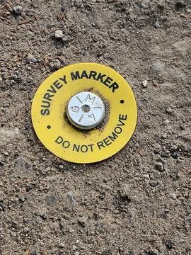 Point of Reference: A Modern Survey Marker in Yellowstone Foto stock