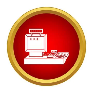 Point of sale system icon red circle Stock Illustration