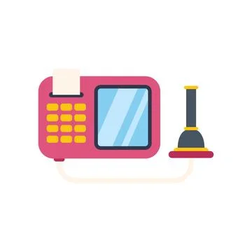 Point of sale system processing payment with credit card reader 库存插图