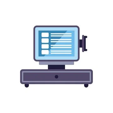 Point of sale system processing retail checkout transactions Stock Illustration